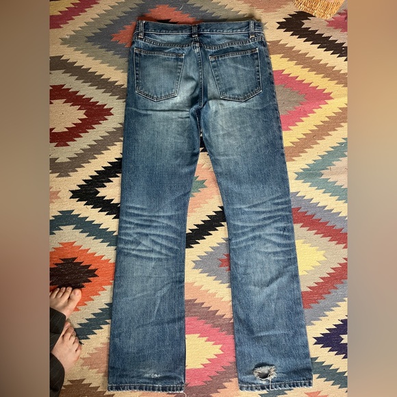 Helmut Lang Vintage Stained Denim Boot Cut Button Fly Jeans - Picture 3 of 10
